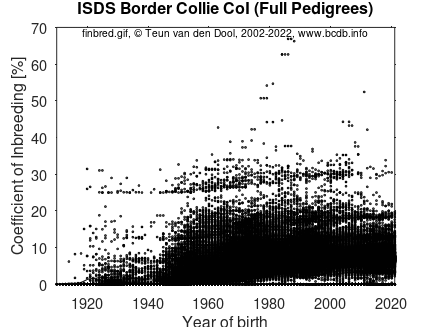 coefficient of inbreeding of all dogs